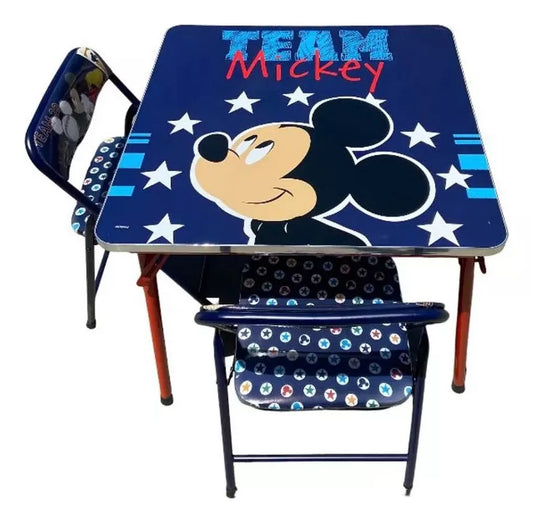 Mesa Plegable Infantil con 2 Sillas Mickey Mouse: Ideal para Jugar y Comer